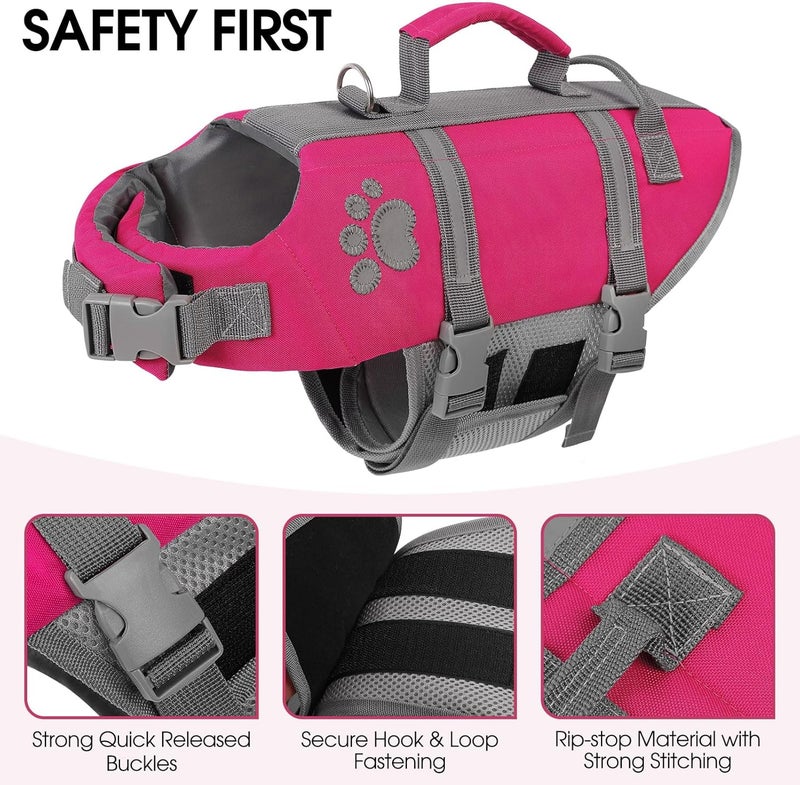 Queenmore Small Dog Life Jacket, Ripston Puppy Life Vest, Small Dog Life Vest for Swimming, Safety Doggie Swimming Vest with Handle, Puppy Life Vest for Boating Pet Lifesaver for Swim Water Pool - Image 2